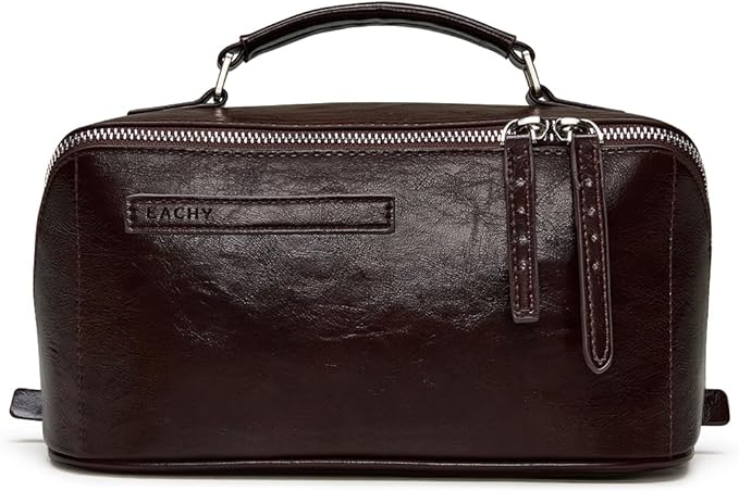 EACHY Travel Makeup Bag, Large Capacity Cosmetic Bag for Women, Waterproof PU Leather, Flat Open Portable Toiletry Bag for Skincare, Brushes & Travel Essentials