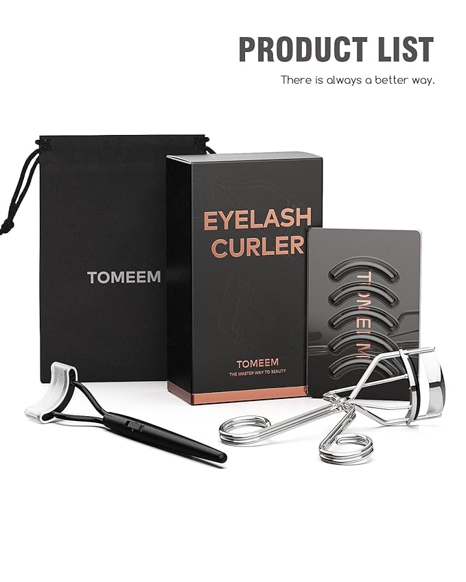 Eyelash Curler with Comb, Professional Volumizing Lash Lift Kit Lash Curler with Refill Pads for Home & Travel Uses, Silver