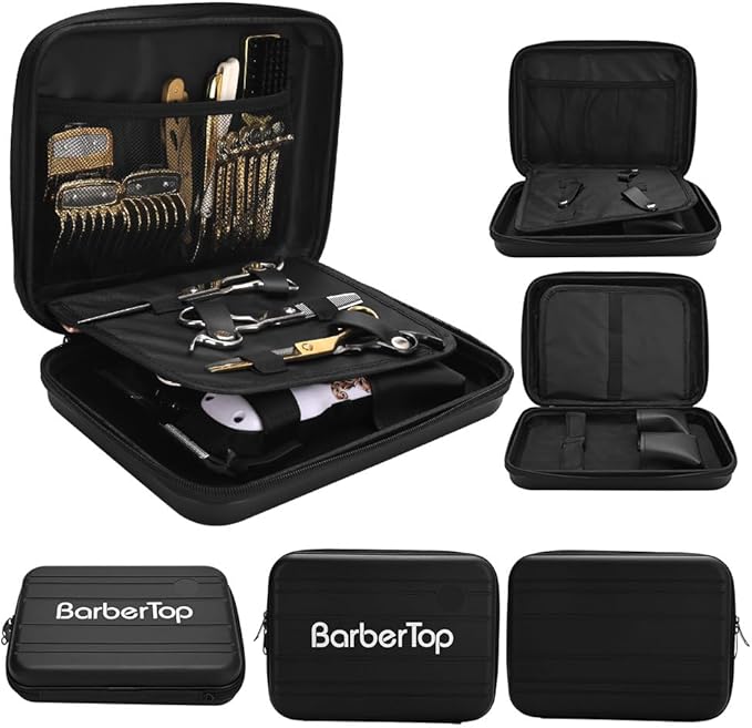 Barber Bag for Clippers Supplies, Sturdy Clipper Storage Case for Barber Accessories, Hair Trimmer Organizer Travel Bag for Men Razor Guard Grooming Kits (Big-Black)