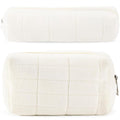 ZLFSRQ 2Pcs Pencil Case Cute Pencil Pouch for Teens Plush Makeup Bag Travel Cosmetic Bag Set White Makeup Pouches Purse Preppy Zippered Toiletry Bags Organizer Trendy Zipper Skincare Storage Organizer