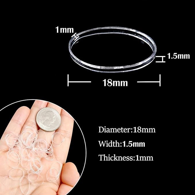 Clear Elastics Hair Bands 1500pcs Mini Rubber Hairband Soften 18mm Ponytail Holders Hairiness Ties No Damaged Accessories for Women Braids