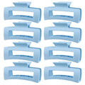 TOCESS Hair Claw Clips for Women - 8PK Large Neutral Matte Square Jumbo Hair Clips for Thick, Thin, Long, Short, Curly Hair Girls, Big Jaw Clip Set for Daily Use (Glacier Blue)