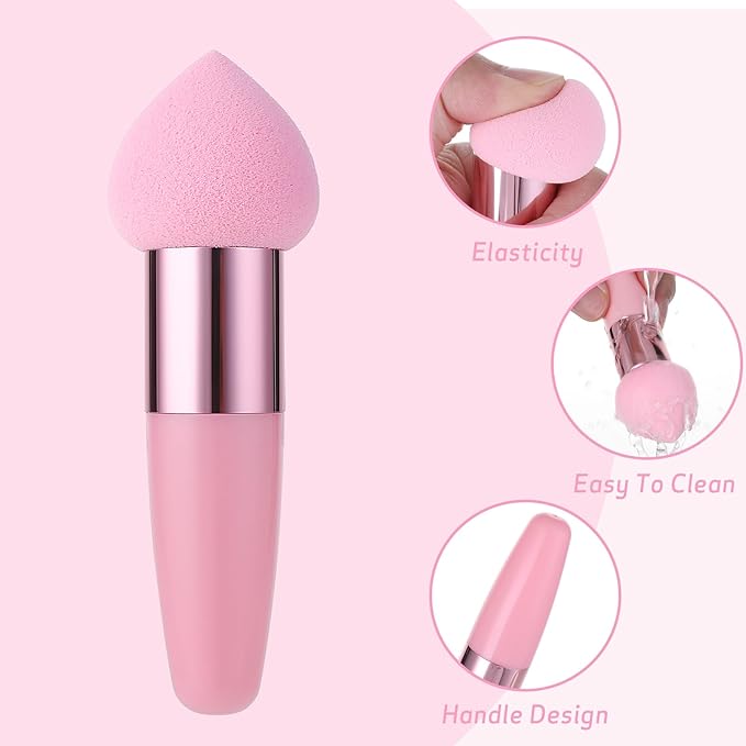Concealer Sponge Powder Applicator 6 PC Makeup Eye Cream Tool Eyebrow Eyeliner Sponges Brush Beauty Puff Handle Round Head Foundation Foam Tip Applicators Make Up Cosmetic Sponge For Eyeshadow