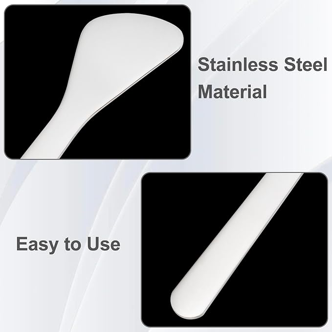 3pcs Mini Stainless Steel Makeup Spatula, Reusable Cosmetic Cream Spatulas Spoon, Skincare Scoop Applicator Facial Massage Beauty Tools for Mixing and Sampling Face Eye Cream- Silver