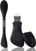 Silicone Face Scrubber Black Head Remover for Face- Appliances for Removing Make-up for Deep Cleansing Blackhead Remover Tools Face Spatula Makeup Removal Washing Brushes Pore Cleaner (Black)