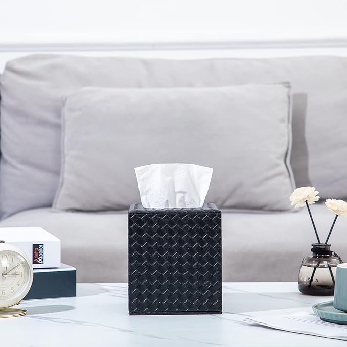 Black Tissue Box Cover, Square, Tissue Box Holders for Bathroom Accessories