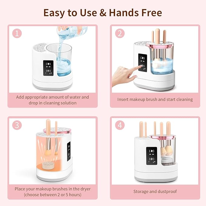 3-IN-1 Electric Makeup Brush Cleaner Machine and Dryer, SBMKK Automatic Make Up Brush Cleaner Tool, for All Size Brush Sponges Beauty Cosmetic Set