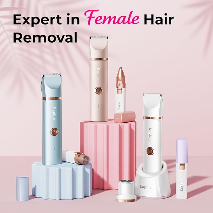 Bikini Trimmer for Women Pubic Hair: IPX7 Waterproof Electric Razors - Rechargeable Electric Body Shaver for Legs, Underarms, Bikini Line- Christmas Gifts for Women (Rose Gold)