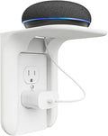 WALI Outlet Shelf Wall Holder, Bathroom Shelf up to 10lbs Standard Vertical Duplex Wall Organizer for Smart Home Decor Space Saving Power Tools, Toothbrush (OLS001-W), 1 Pack, White