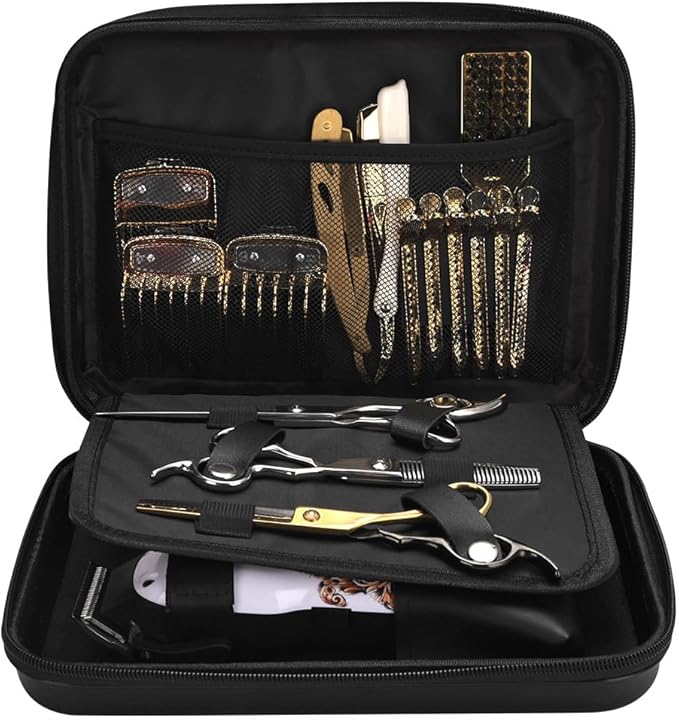 Barber Bag for Clippers Supplies, Sturdy Clipper Storage Case for Barber Accessories, Hair Trimmer Organizer Travel Bag for Men Razor Guard Grooming Kits (Big-Black)