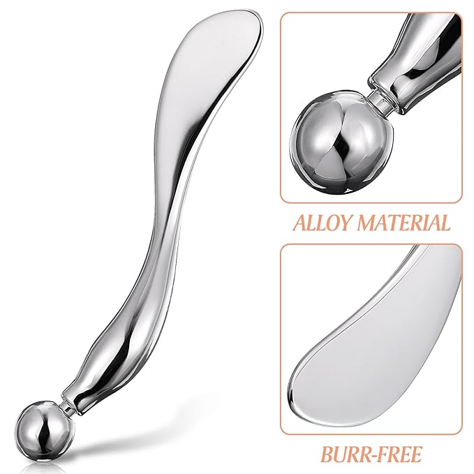 Zinc Alloy Eye Cream Spoon for Eye Fatigue Relief and Facial Massage - Multi-Functional Beauty Tool for Skincare Application (Silver)