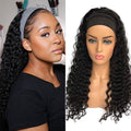 XSY Headband Wig Human Hair Deep Wave 20 Inch Curly Headband Half Wigs for Black Women 10A Brazilian Virgin Glueless Wear Go Wigs 150% Density Natural Black Color