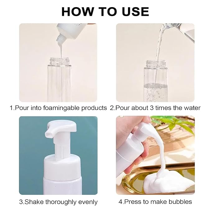 Foam Pump Bottle 3.5oz 2Pcs Foaming Soap Dispenser 100ml Foaming Spray Bottle Empty Travel Foam Bottle Clear Foam Dispenser for Hand Soap Toiletries Shampoo Lotion