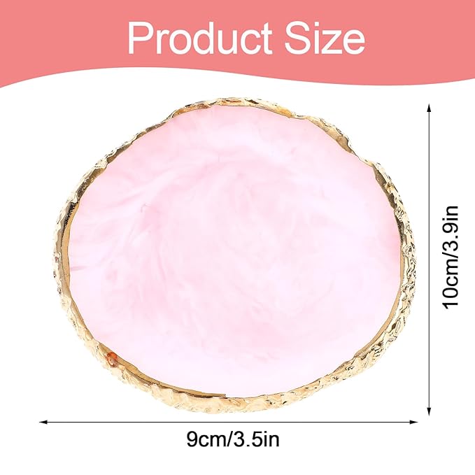 Resin Nail Art Palette, Naill Polish Palettes, Nail Palette, Gilded Edge Resin Nails Art Palettes for Mixing Colors and Displaying Nails Gel Makeup (Pink)