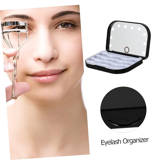 Organizer Box for Eyelashes Lash Tray Holder Led Lighted Lash Storage Case for Makeup