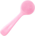 Silicone Manual Facial Cleansing Brush, Skin Friendly Waterproof Face Cleaning Scrubber Exfoliator Cleanser for Blackheads Whiteheads Makeup Residues Removal- Pink