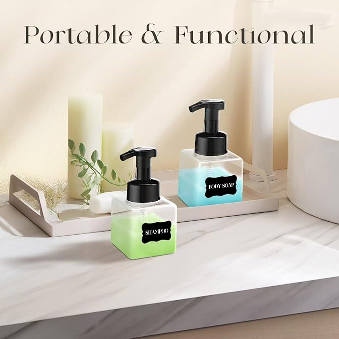 8.5 oz Foaming Soap Dispenser Plastic Foaming Pump Bottle, Refillable Dispenser with Plastic Pump, Empty Hand Bottles for Liquid Soap, Shampoo, Bathroom,Hotel,Restaurant (30, Transparent)