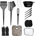 Hair Dye Color Brush and Bowl Set, Color Bowl Brushes Tool Mixing Bowl Kit Tint Comb for Hair Tint Dying Coloring Applicator (Gray&Black)