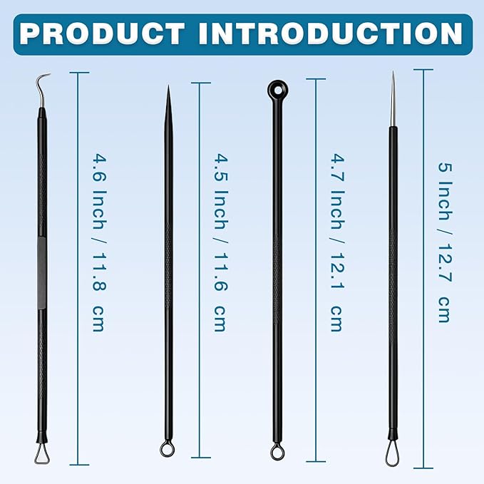 Blackhead Remover Tool Kit – 4-Piece Stainless Steel Acne & Pimple Set | Whitehead & Zit Extractor with Non-Slip Handles （2 Sets）