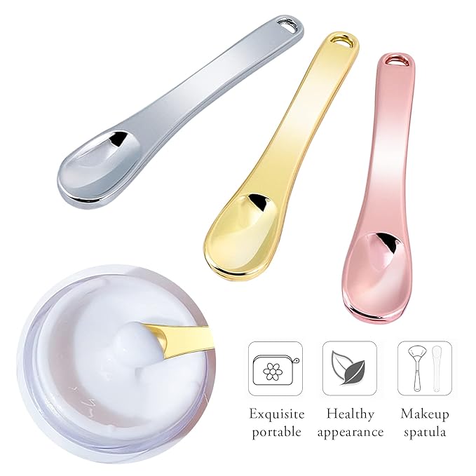 Mini Metal Makeup Spatula Skin Care Cosmetic Spoon Reusable Applicator, Beauty Scoop for Facial Cosmetic for Face Mask Cream Lotions Moisturizers