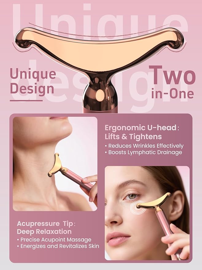 Facial Massager & Neck Lifter, Lymphatic Drainage Depuffer, Jawline Sculpting Tool, Under-Eye Care, Ergonomic Weighted Metal, at-Home Spa Results