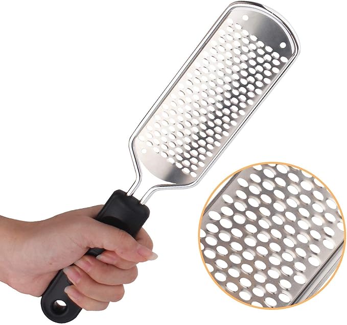 2Pcs Colossal Professional Foot File and Callus Remover, High Grade Stainless Steel Foot Rasp for Wet and Dry Feet, Washable Pedicure Tool for Smooth Heels