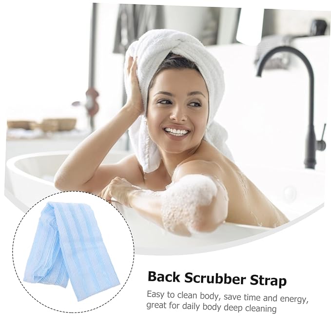Portable Back Bath Towel Double-sided Exfoliating Shower Scrubber Straps for for Deep Cleaning Back Neck and Shoulders