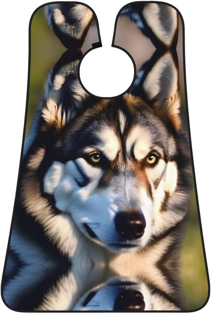 Lovely Husky Print Beard Bib Apron For Men, Beard Hair Catcher For Men Shaving Trimming,Beard Cape Cloth