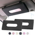 Car Sun Visor Tissue Holder, 2 Pack Vehicle Napkin Box, Premium PU Leather, Car Mask Holder for Sun Visor Vehicle, with Tissue Refill, Black