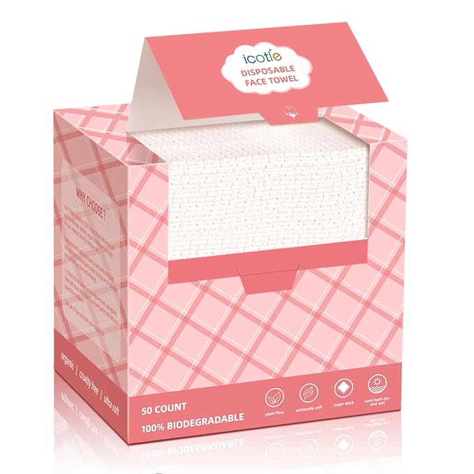 Disposable Face Towels, 10"×12" Facial Towelettes Disposable, Makeup Remover Dry Wipes for Sensitive Skin, Makeup Removing, Cleansing, Nursing, Travel