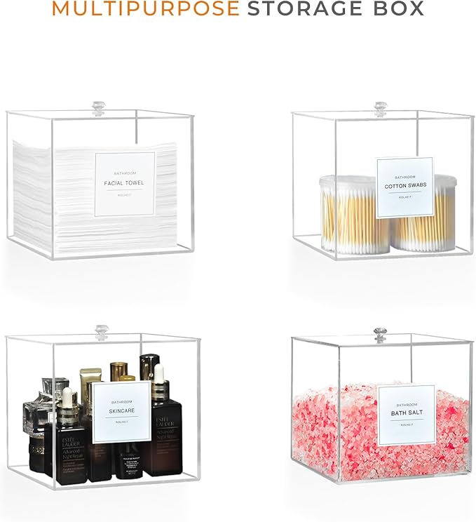Disposable Face Towel Holder, Acrylic Face Towelettes Storage Box for Face Towels, Facial Towel Containers, Makeup Remover Cloth Organizer