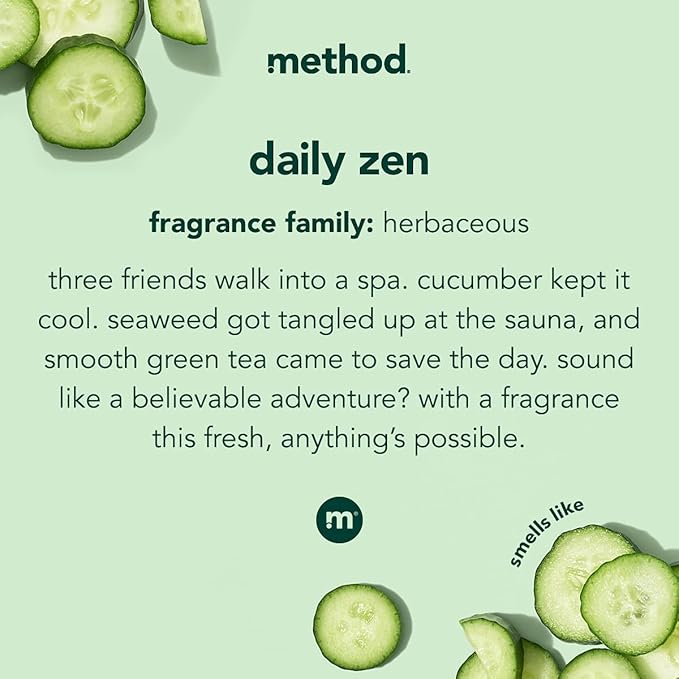 Method Body Wash, Daily Zen, Paraben and Phthalate Free, 18 oz (Pack of 2)