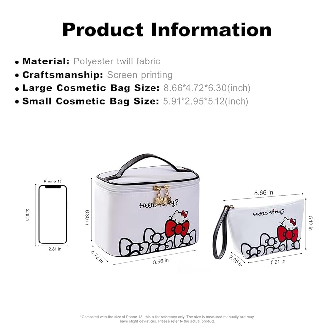 Vimanllie Travel Makeup Bag Large Cosmetic Bags with Brush Holder,White Waterproof 2PCS Portable Cosmetic Case for Women,Toiletry Bag for Skincare&Beauty Tools for Her