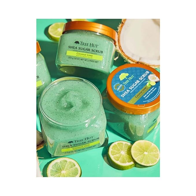 Tree Hut Shea Sugar Body Scrub Coconut Lime 18 oz,(Pack of 2)