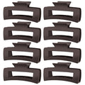 TOCESS Hair Claw Clips for Women - 8PK Large Neutral Matte Square Jumbo Hair Clips for Thick, Thin, Long, Short, Curly Hair Girls, Big Jaw Clip Set for Daily Use(Mocha Brown)