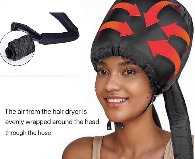 Hair Dryer Bonnet with Plopping Net,Hair Drying Bonnet for Blow Dryer,Portable Home Deep Conditioning Hair Care Hot Cap，Speed Up the Drying