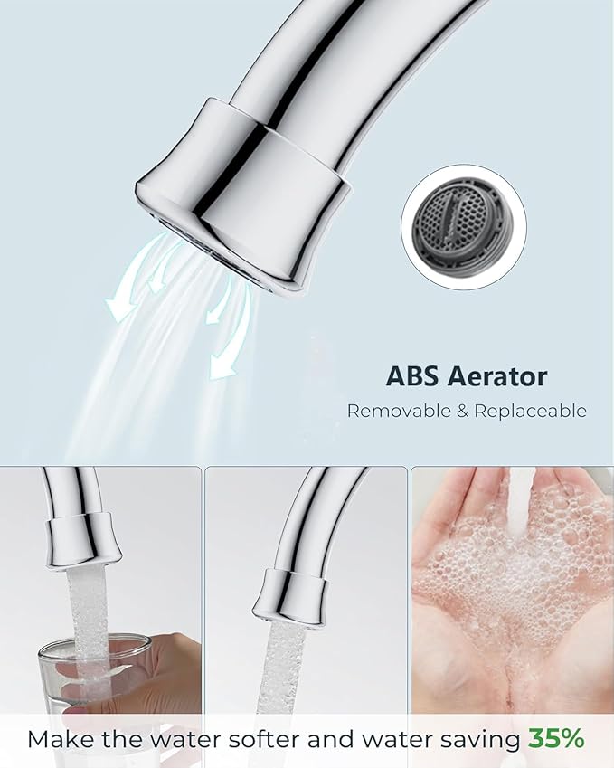 FORIOUS 4 Inch Bathroom Faucets for Sink 2 or 3 Hole, Chrome Centerset Bathroom Sink Faucet with Pop up Drain and cUPC Hose, 360° spout, Two Handles for Restroom,Vanity, RV Remodel