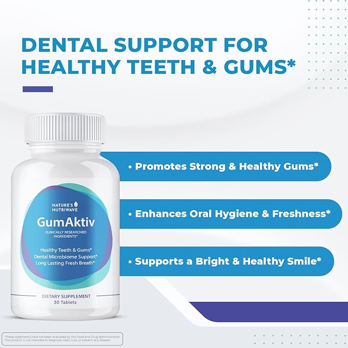 GumAktiv Oral Health Supplement – 3.5 Billion Probiotics, Supports Natural Oral Balance, Cleanses Mouth, Promotes Healthy Gums & Teeth, Non-GMO, Gluten-Free | 30 Tablets, 3 Month Supply