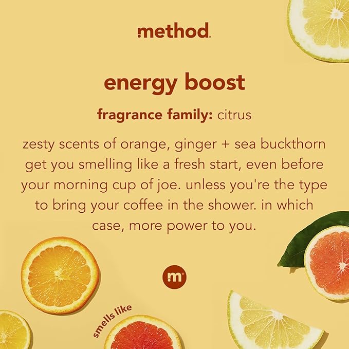 Method Body Wash, Energy Boost, Paraben and Phthalate Free, 18 oz (Pack of 2)