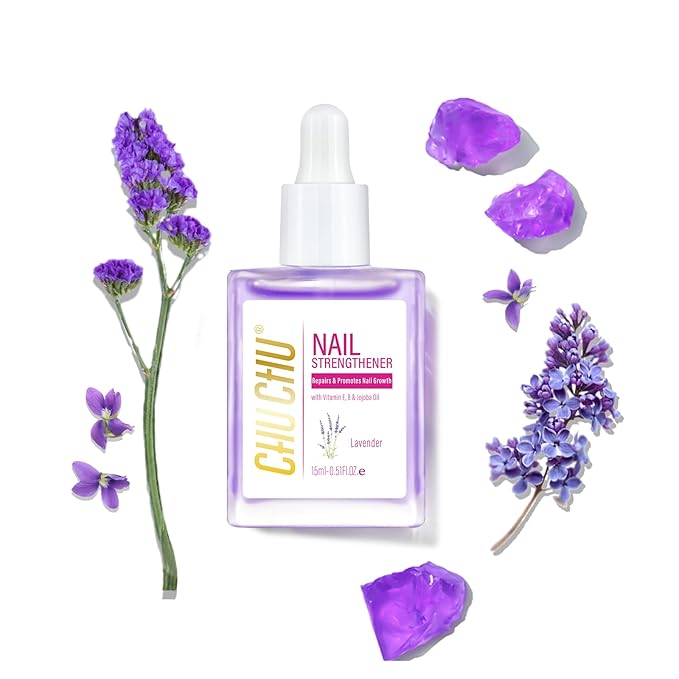 CHUCHU Nail Growth and Strengthener Oil for Cuticle - Lavender Scent Cuticle Oil Repair Moisturizing Treatment - Natural Jojoba Vitamin B & E Nail Oil for Dry Cracked Nails