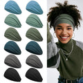 Sweat Headbands for Women, Workout Headbands for Short Hair, Extra Wide Head Bands for Long Hair, 12 Pieces