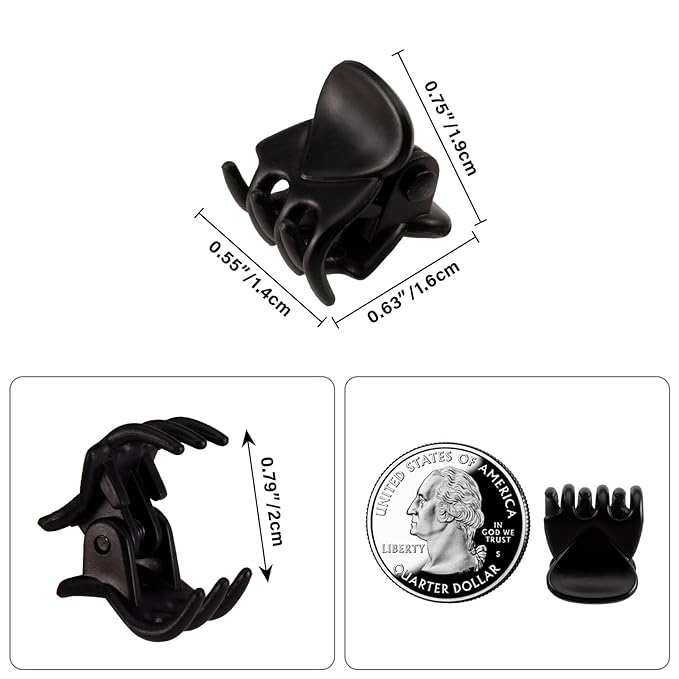 YOHAMA 36 PCS Black Mini Hair Claw Clips Great for Design Kids and Adult Hairstyles Decoration Buns, Pining Bangs Strong Grip Multifunction Clamp Clips.