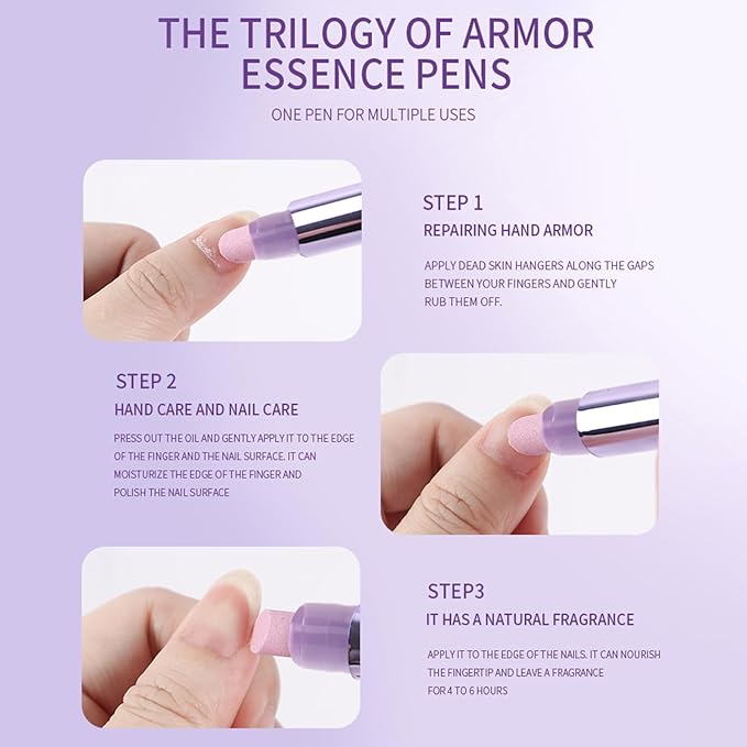 Ceramic Cuticle Oil Pusher Pen - 2PCS Nail Cuticle Remover Oil Pen - Nail Care Oil Cuticle Pusher with Ceramic Tip for Hangnails & Dry & Damaged Nail