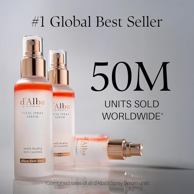 d'alba Piedmont [2 Bottles] Italian White Truffle Vital Spray Serum, Vegan Skin Care, Calming and Hydrating Facial Mist for Red and Sensitive Skin, Glow, Korean Skincare (total 6.76 fl oz.)