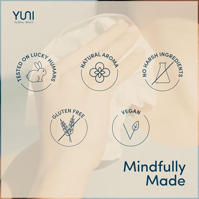 YUNI Beauty Large Body Wipes, Peppermint Citrus, 12 Count, Compostable, Biodegradable, No Rinse Body Cleanser, On-the-Go Shower Alternative