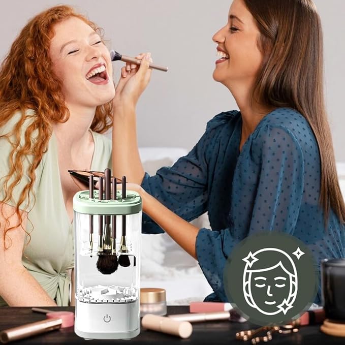 Automatic Makeup Brush Cleaner Machine - Fast Dryer & Deep Cleaning Tool for All Brush Sizes, Portable & Easy to Use.