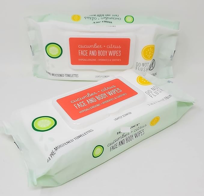 Cucumber + Citrus Face And Body Wipes - Pack of 2