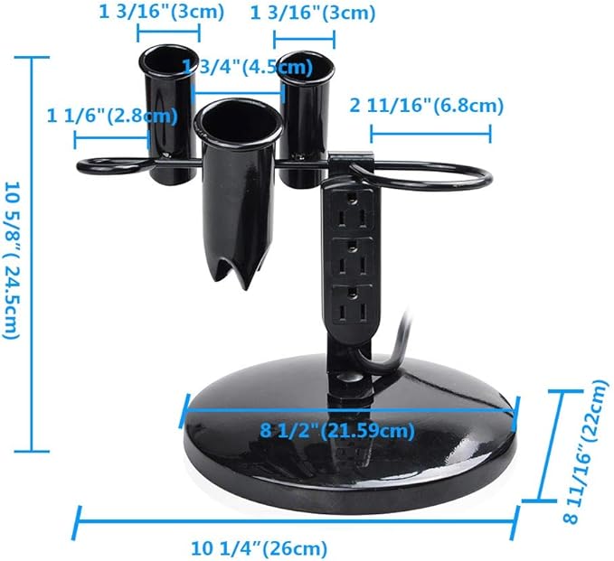 BYOOTIQUE 5-Hole & 6-Hole Tabletop Blow Dryer & Hair Iron Holder Salon Appliance Stand with 3 Outlets Hair Tool Organizer Hot Tools Organizer for Stylist Straightener Bathroom Supplies