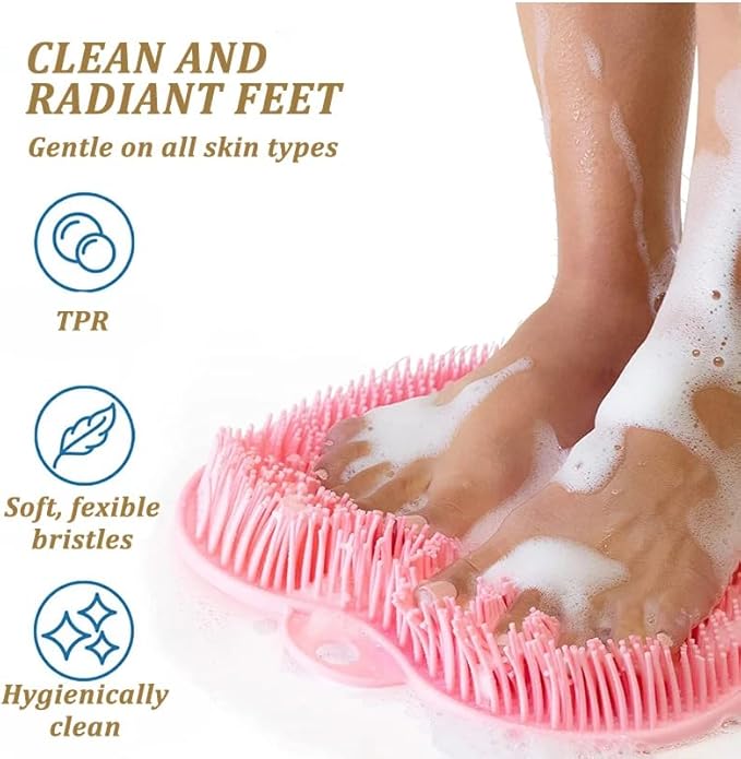 2 PCS Shower Foot & Back Scrubber Mat Hands Free Foot Massager Mat with Non-Slip Suction Cups for Use in Shower Cups Foot Cleaner for Men and Women