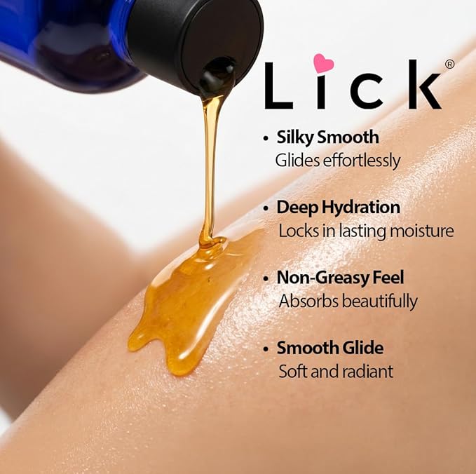 LICK Cotton Candy Dessert-Inspired Scented Body Oil – Fast-Absorbing Daily Hydration with Almond Oil & Vitamin E – 4 oz